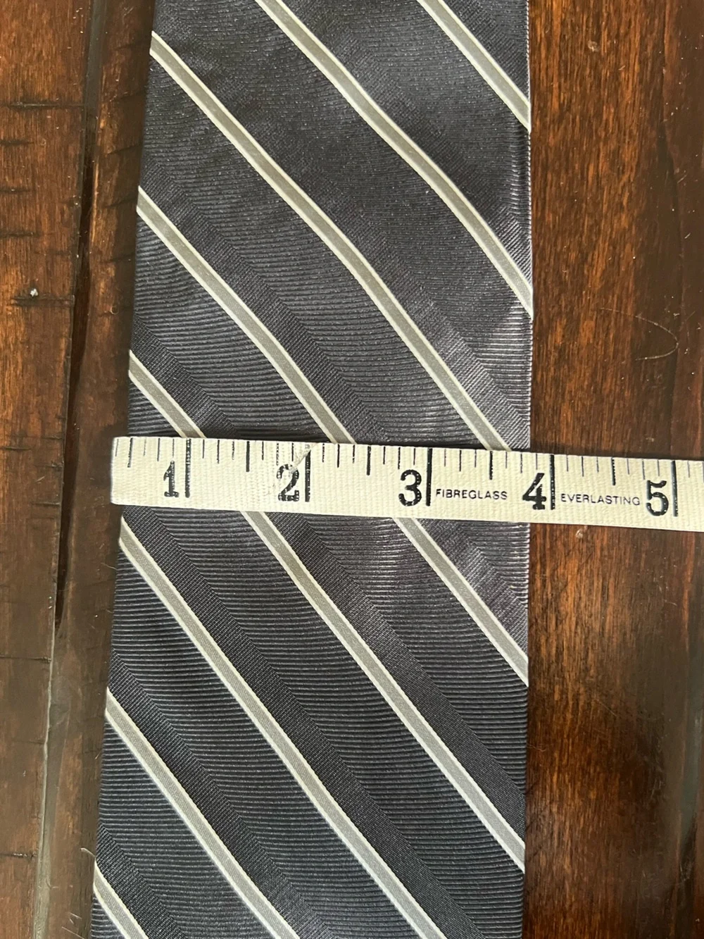 Paul Fredrick Gray Silver Diagonal Stripe 100% Silk Men’s Tie Classic